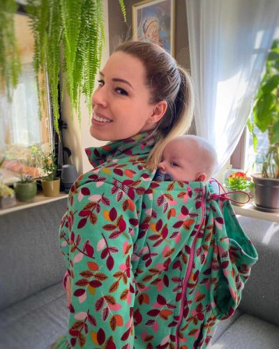 Hordozós és kismama pulcsi zöld leveles
